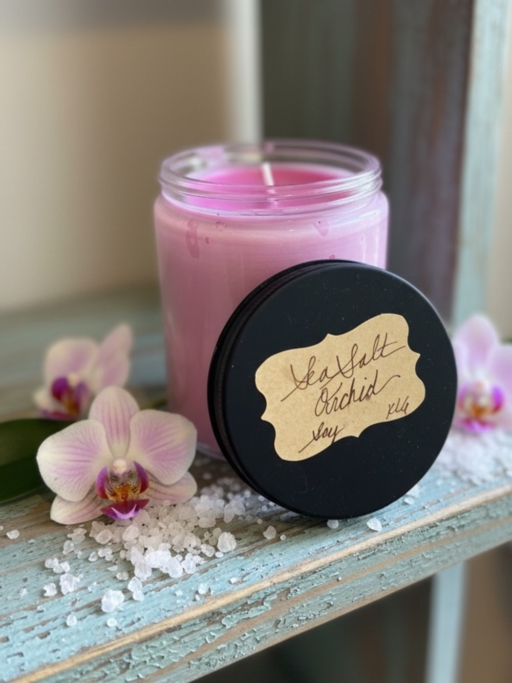 Handmade Sea Salt Orchid Pink Soy Candle